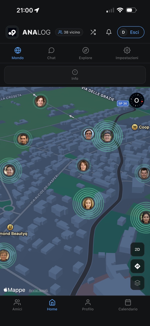 Mappa ANALOG con le persone intorno a te